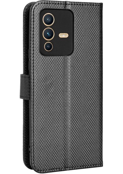 Vivo V23 5g Için Kılıf Kapak Kart Tutucu Kickstand Manyetik Cüzdan (Yurt Dışından)