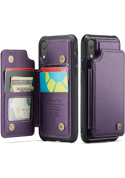 IPhone Xr Kickstand Rfıd Engelleme Pu Deri Kart Için Caseme Cüzdan Kılıf (Yurt Dışından)