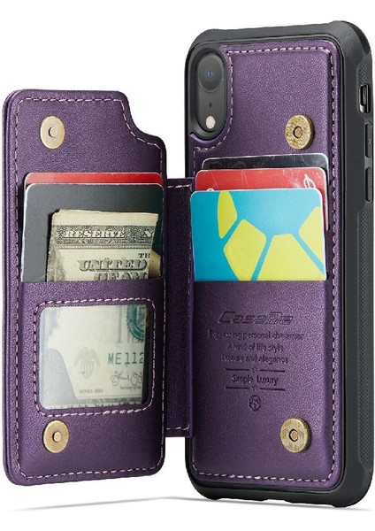 IPhone Xr Kickstand Rfıd Engelleme Pu Deri Kart Için Caseme Cüzdan Kılıf (Yurt Dışından)