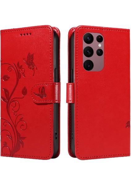 Samsung Galaxy S22 Ultra ve Kart Yuvası ile Kabartmalı Kelebek (Yurt Dışından)