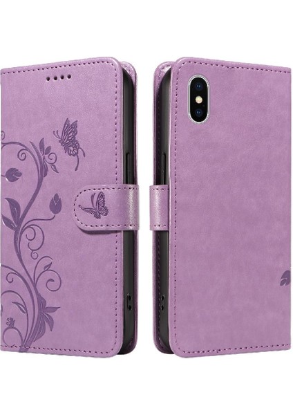 IPhone X/xs Cüzdan Telefon Kılıfı El Kayışı ile Kabartmalı Kelebek (Yurt Dışından)
