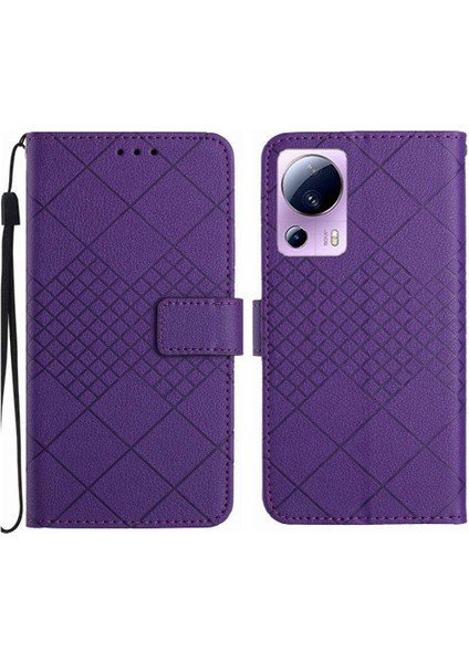 Xiaomi 13 Lite Için Flip Case Elmas Kabartmalı Kart Yuvası Standı Cüzdan Pu (Yurt Dışından)