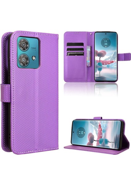 Motorola Kenar 40 Neo 5g Için Kılıf Kickstand Kart Tutucu Manyetik Cüzdan (Yurt Dışından)