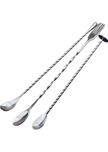 3 Adet Ekstra Uzun Paslanmaz Çelik Karıştırma Kaşıkları Spiral Desen Bar Kokteyl Çalkalayıcı Kaşık Barware Çay Kahve Dondurma Suyu Içecek Milkshake Için Karıştırma Kaşığı (Yurt Dışından)