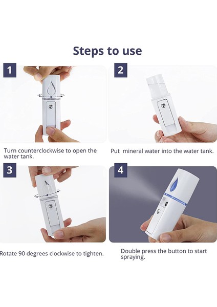 Ayna Beyaz ile 5x Taşınabilir Nano Mister Mini Vapur Atomizasyon Kirpik Uzantıları (Yurt Dışından)