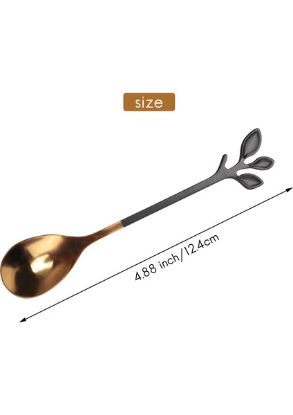 5 Kaşık + 5 Çatal Paslanmaz Çelik Yaprak Kahve Kek Kaşığı Çatal Tatlı Kaşıkları, Karıştırma Çay Kaşığı Seti Meze Çatal Kaşık (Yurt Dışından)