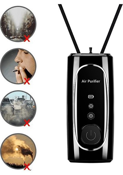 Hava Temizleme Cihazı Kişisel Giyilebilir Mini Taşınabilir Araç Oksijen Çubuğu 700MAH Negatif Iyon Asılı Boyun Hava Temizleme Cihazı Siyah (Yurt Dışından)