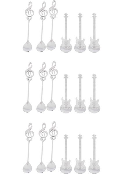 Kahve Kaşığı, 18 Paket Sevimli Çay Kaşığı Paslanmaz Çelik Personel Nota Şekilli (9 Müzik Notası +9 Gitar) (Yurt Dışından)