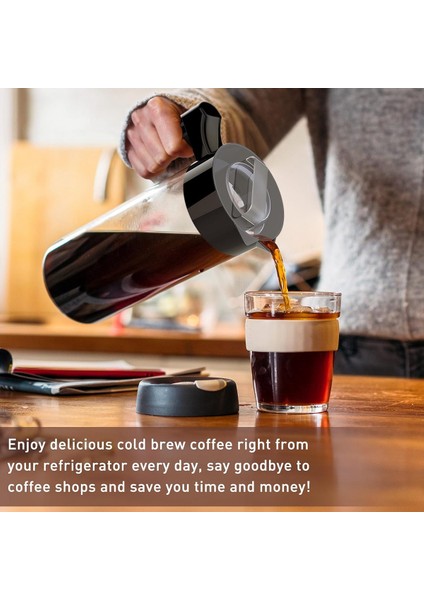Cold Brew Kahve Makinesi, Mesh Filtreli 40 Oz Buzlu Kahve Sürahisi, Buzdolabı Siyahı Için Cam Buzlu Kahve Yapma Sürahisi (Yurt Dışından) modelleri