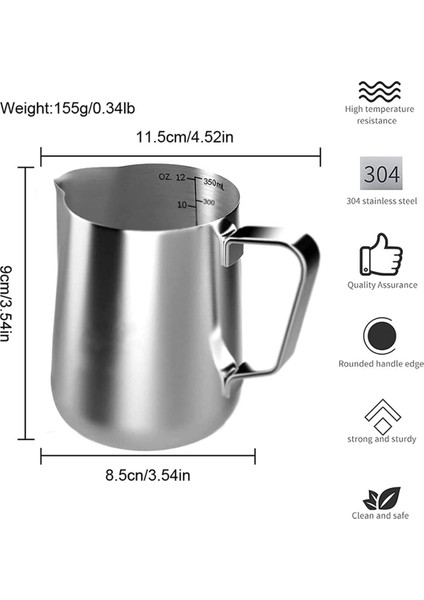 2x Süt Köpürtme Sürahisi 350ML Süt Sürahisi Paslanmaz Çelik Süt Sürahisi Köpürtme Sürahisi Süt Sürahisi Kahve Makinesi Için (Yurt Dışından) fırsatları