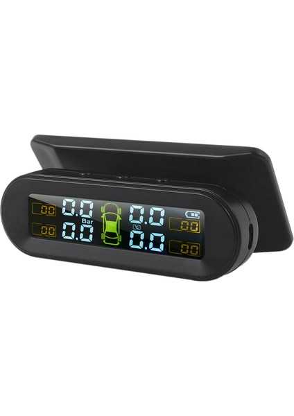 Güneş Kablosuz USB Tpms Araç Lastik Basıncı Izleme Sistemi Hd LCD Ekran 4 Harici Sensör Lastik Basıncı Sıcaklık Uyarısı (Yurt Dışından)