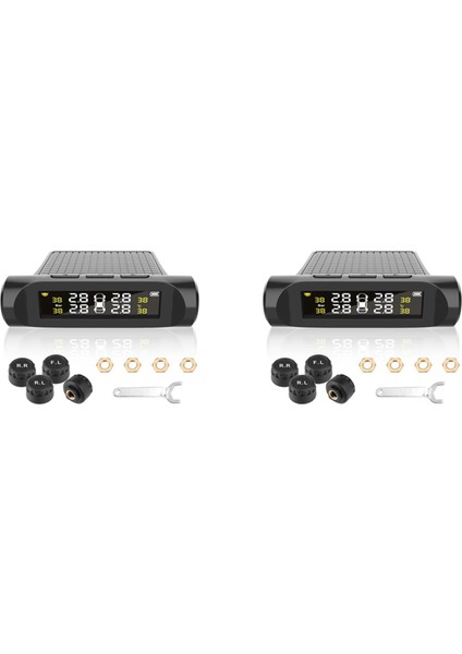 2x Araç Tpms Lastik Basıncı Izleme Sistemilastik Basıncı Dijital LCD Ekran Oto Güvenlik Alarm Sistemleri (Yurt Dışından)