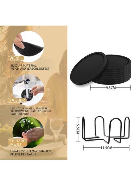 Bardak Altlıkları 8'li Silikon Bardak Seti Yuvarlak Tasarımlı Siyah Içecek, Bar, Bardak, Bardak Bardak Altlığı - Masa (Yurt Dışından) fırsatları