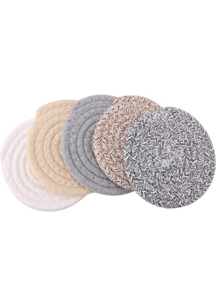 Yuvarlak Pamuk Örgülü Masa Yer Paspasları Coaster Kaymaz Masa Paspasları 5 Bardak Seti Yemek Mutfak Yıkanabilir Küçük (Yurt Dışından) fiyatları