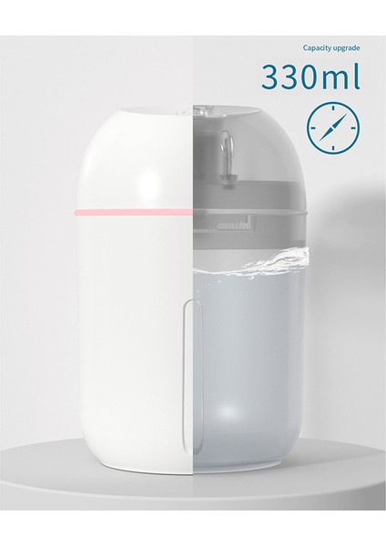 Ev Nemlendirici 330 ml Kapasiteli USB Hava Humidificador Aromalı Uçucu Yağ Difüzör Lamba Hava Temizleme Sisleyici, Beyaz (Yurt Dışından)