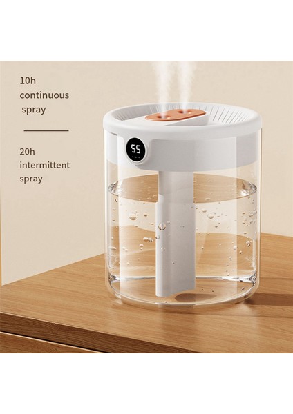 2x H2O Hava Nemlendirici 2l Kapasiteli Çift Nozul, LCD Nem Göstergeli Uçucu Yağ Difüzörü Taşınabilir Usb, Beyaz (Yurt Dışından)