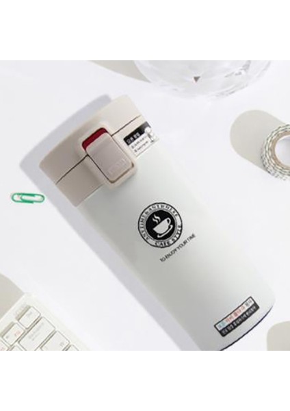 480 ml Zıplayan Kahve Fincanı Taşınabilir Çift Fincan Moda Kupa Çift Katmanlı Paslanmaz Çelik Bardak Zarif Beyaz (Yurt Dışından) indirimleri