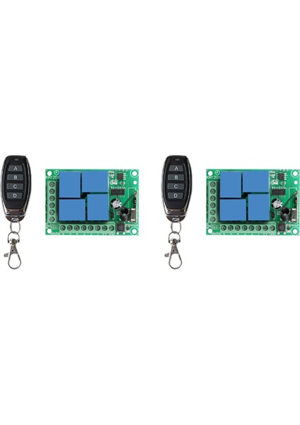 2x Dc 12 V 4ch 4 Ch Kablosuz Rf Uzaktan Kumanda Işık Anahtarı Radyo Alıcı Modülü + Verici Garaj Kapıları/lamba (Yurt Dışından)