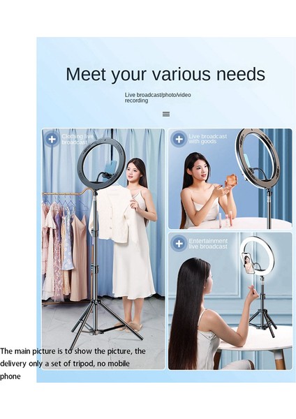 2.1m Cep Telefonu Canlı Yayın Braketi Fotoğraf Braketi LED Dolgu Işığı Bluetooth Selfie Uzaktan Video Kayıt Tripod (Yurt Dışından) modelleri