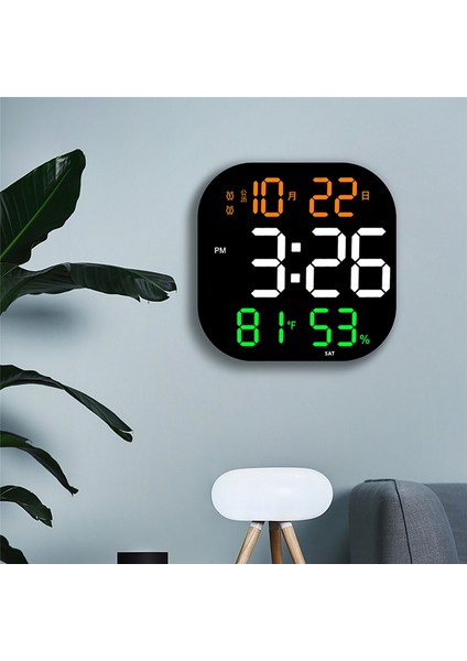 13 Inç Duvar Saati Parlaklık Ayarlanabilir Uzaktan Kumanda LED Dijital Saat Elektronik Çift Çalar Saat Oturma Odası-C (Yurt Dışından)