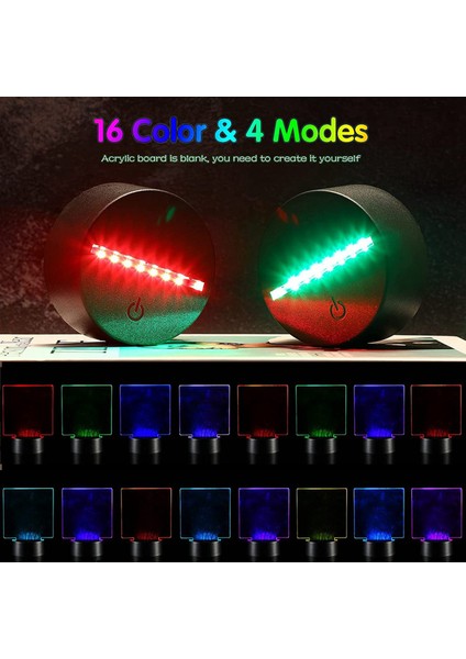 3D Gece LED Işık Lamba Tabanı 8 Şeffaf Akrilik Levha ile 8 Uzaktan Kumanda Çocuk Odası Bar Için Ayarlanabilir 16 Renk (Yurt Dışından)