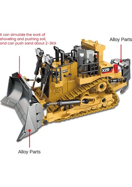 1:24 2.4 Ghz 9 Kanal Uzaktan Kumanda Traktör Oyuncak Buldozer Rc Alüminyum Alaşımlı Mühendislik Traktör Stil A (Yurt Dışından)