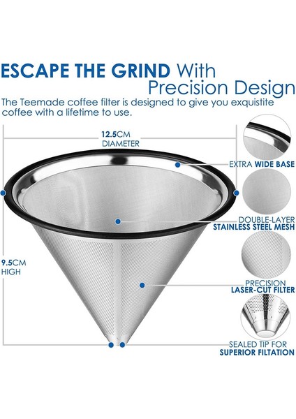 Kahve Dökme Filtresi Yeniden Kullanılabilir Paslanmaz Çelik Kahve Damlatıcı Sürdürülebilir Bira Üretimi Için Kağıtsız Kahve Filtresi (Yurt Dışından) fiyatları