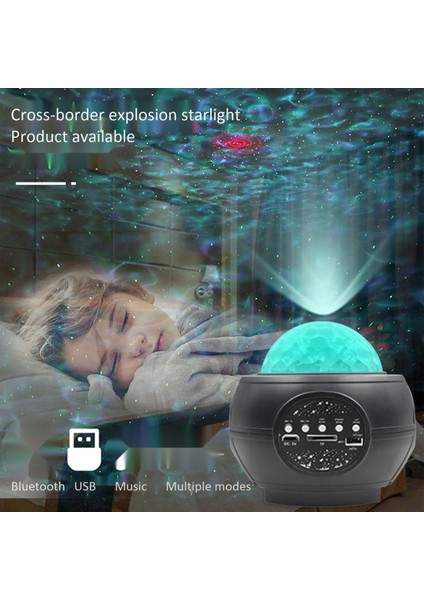 LED Bluetooth Müzik Yıldızlı Işık Gece Lambası Projeksiyon Işığı Hoparlör ile Noel Projektör Atmosfer Işığı (Yurt Dışından)