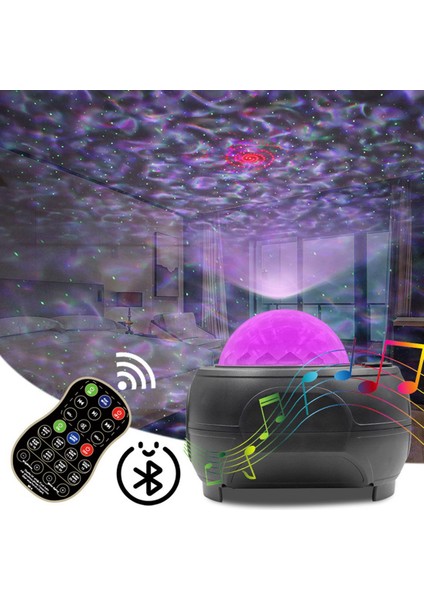 LED Bluetooth Müzik Yıldızlı Işık Gece Lambası Projeksiyon Işığı Hoparlör ile Noel Projektör Atmosfer Işığı (Yurt Dışından)