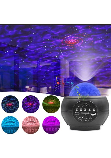 LED Bluetooth Müzik Yıldızlı Işık Gece Lambası Projeksiyon Işığı Hoparlör ile Noel Projektör Atmosfer Işığı (Yurt Dışından)