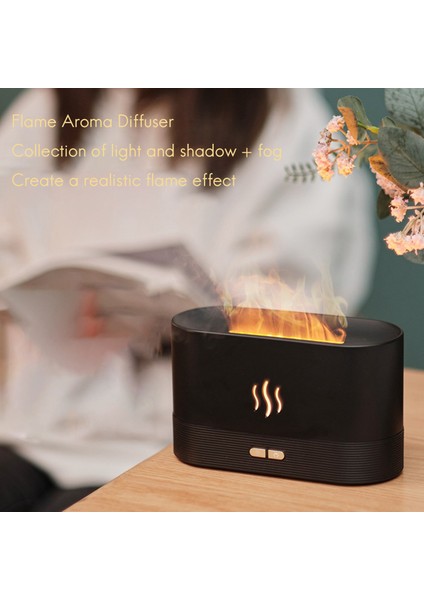 Simülasyon Alev Işığı Aromaterapi Difüzör USB Ultrasonik Uçucu Yağ Difüzörü Ev Aroma Hava Nemlendirici Beyaz (Yurt Dışından)