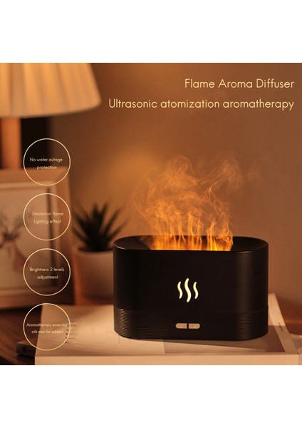 Simülasyon Alev Işığı Aromaterapi Difüzör USB Ultrasonik Uçucu Yağ Difüzörü Ev Aroma Hava Nemlendirici Beyaz (Yurt Dışından)