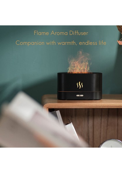 Simülasyon Alev Işığı Aromaterapi Difüzör USB Ultrasonik Uçucu Yağ Difüzörü Ev Aroma Hava Nemlendirici Beyaz (Yurt Dışından)