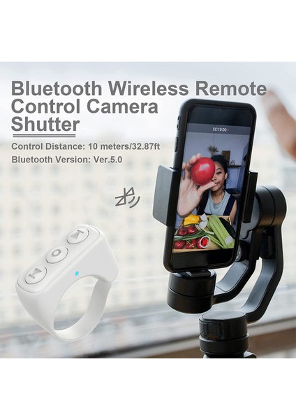 Bluetooth Parmak Ucu Video Denetleyicisi Selfie Deklanşör Düğmesi Cep Telefonu Için Uzaktan Sayfa Çevirici-Beyaz (Yurt Dışından) indirimleri