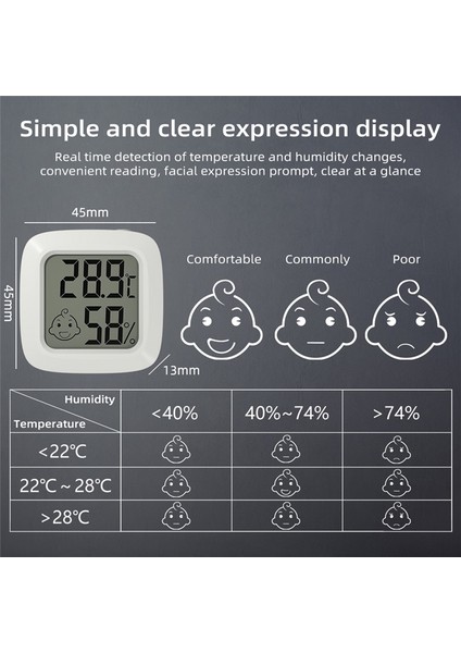 Mini LCD Dijital Termometre Higrometre Magentic Sıcaklık Ölçer Nem Sensörü Hava Istasyonu Siyah (Yurt Dışından)