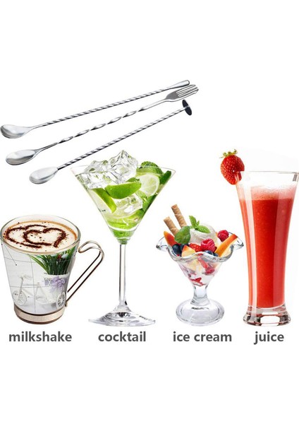 6 Adet Ekstra Uzun Paslanmaz Çelik Karıştırma Kaşıkları Spiral Desen Bar Kokteyl Shaker Kaşık Barware Karıştırma Kaşığı (Yurt Dışından) fırsatları