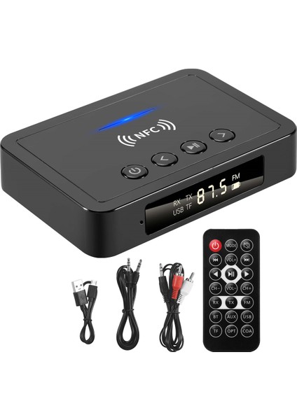 Bluetooth 5.0 Alıcı Verici Fm Stereo Aux 3.5mm Jack Rca Kablosuz Nfc Bluetooth Ses Adaptörü Tv Pc Için Kulaklık (Yurt Dışından)