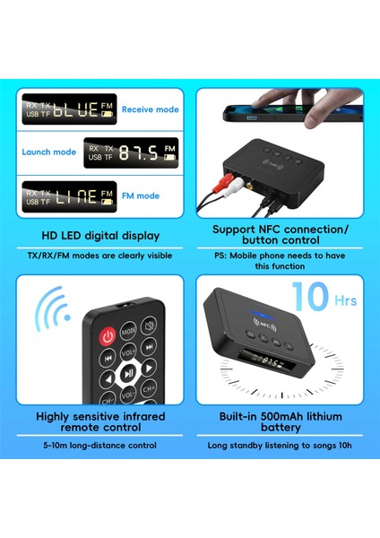 Bluetooth 5.0 Alıcı Verici Fm Stereo Aux 3.5mm Jack Rca Kablosuz Nfc Bluetooth Ses Adaptörü Tv Pc Için Kulaklık (Yurt Dışından) indirimleri