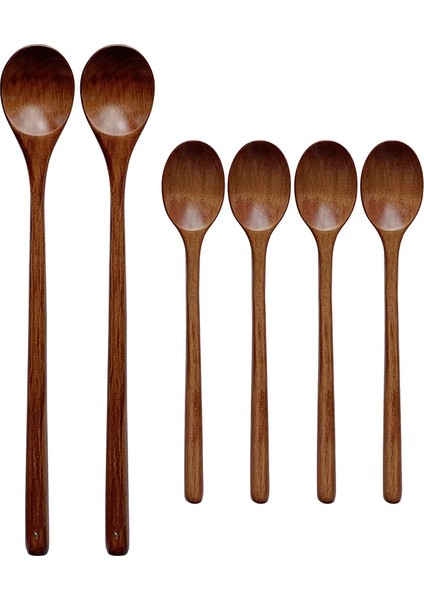 Pişirme Gereçleri Tahta Kaşık, Uzun Saplı Karıştırma Tahta Kaşık 6'lı Mutfak Gereçleri Karıştırma Seti (Yurt Dışından)