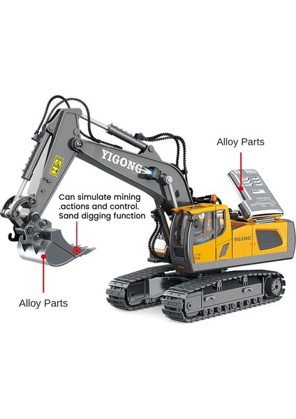 1:24 Uzaktan Kumanda Ekskavatör 11 Kanal 2.4g Uzaktan Kumanda Alüminyum Alaşımlı Mühendislik Aracı (Yurt Dışından) indirimleri
