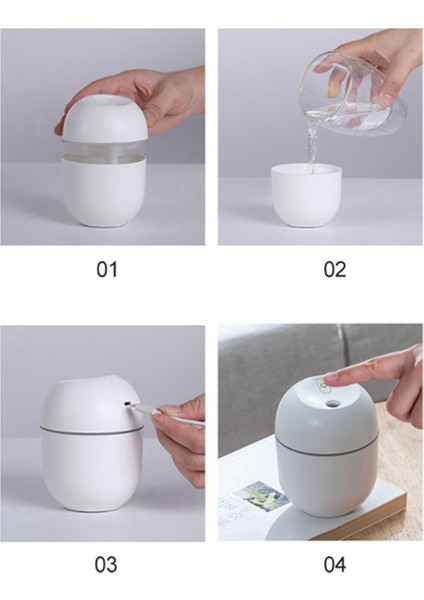 3x Hava Nemlendirici USB Küçük 220 ml Mini Taşınabilir Serin Mist Difüzör Yatak Odası Masası Araba Seyahat Aroma , Beyaz (Yurt Dışından)