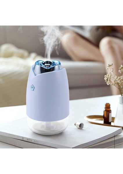 Gül USB Aroma Esansiyel Yağı Difüzör Ultrasonik Hava Ev Nemlendirici Mini Mist Maker Aroma Difüzör 7 Renk LED Işık Ofis Mavi (Yurt Dışından)