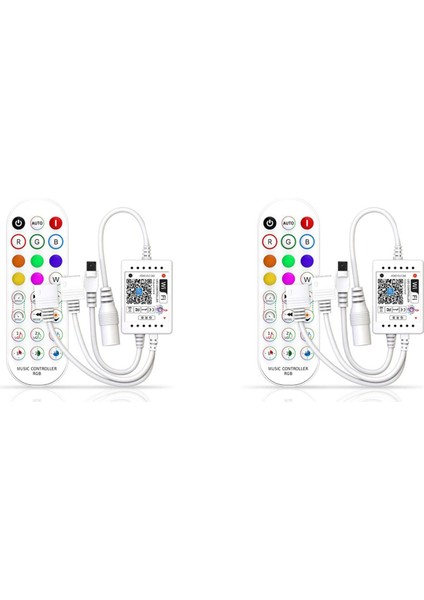 2x Wifi Akıllı Rgb Müzik Denetleyicisi LED Şerit Işık + Kızılötesi Uzaktan Kumanda 24 Tuşları Kablosuz Renkli Şerit Işıkları Için (Yurt Dışından)