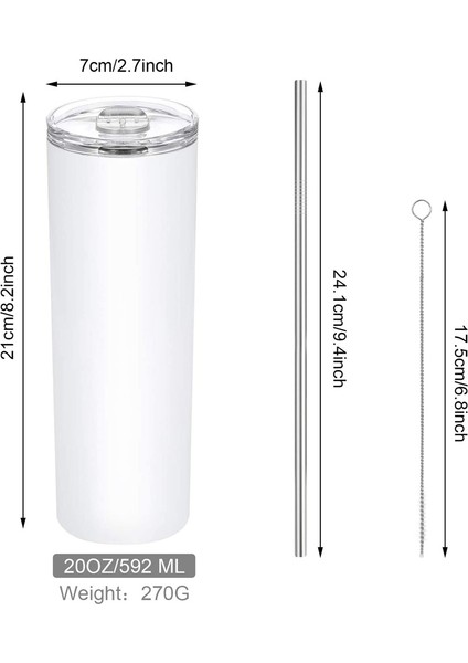 30 Oz Sıska Paslanmaz Çelik Bardak, Kapaklı Çift Duvar Ince Yalıtımlı Bardak, Pipetli Sıska Bardaklar, Beyaz (Yurt Dışından) fırsatları