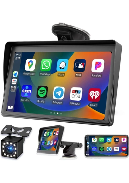 Taşınabilir Dash Montajlı Carplay Ekran 7ın Dokunmatik Ekran, Gps Navigatin, Bluetooth Araç Stereo Radyo, Yedekleme Kamerası, Fm Radyo (Yurt Dışından)