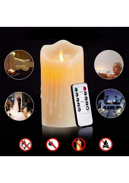 2x LED Mumlar, Titreşen Alevsiz Mumlar, Şarj Edilebilir Mum, Uzaktan Kumandalı Gerçek Balmumu Mumlar, 10CM (Yurt Dışından)