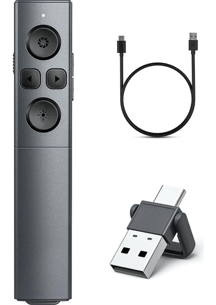 2'si 1 Arada USB Tip C Sunum Clicker, Şarj Edilebilir Kablosuz Presenter Remote, Powerpoint Sunumları Için Clicker (Yurt Dışından)