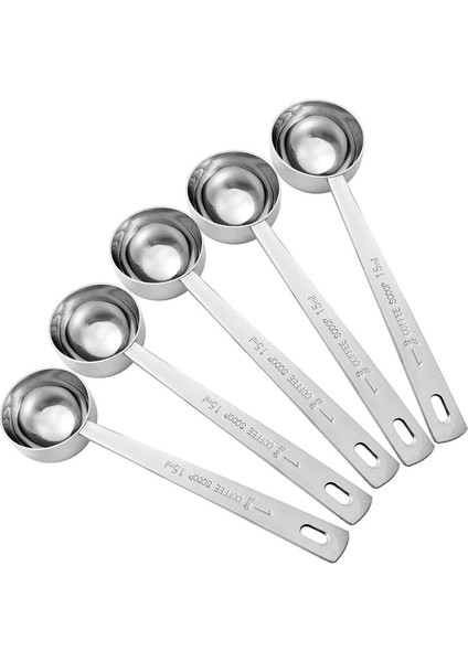 Kahve Ölçme Kepçesi 1 Yemek Kaşığı Uzun Saplı Paslanmaz Çelik Kahve Kaşığı, Süt Tozu, Meyve Tozu, 5'li Set (Yurt Dışından)