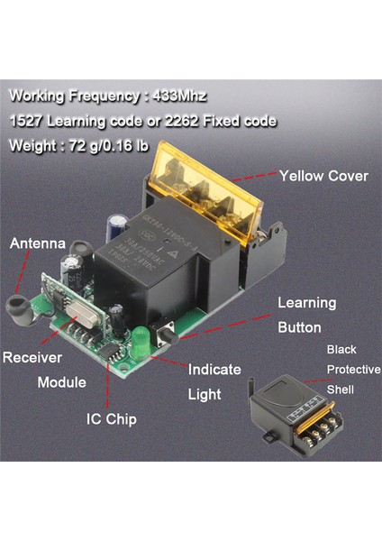 Dıy Kablosuz 433 Mhz Evrensel Uzaktan Kumanda Anahtarı 12 V-48 V Yüksek Güç Röle Alıcı Modülü Araba Su Pompası Için (Yurt Dışından) modelleri