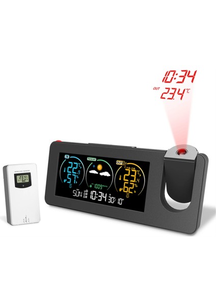 ZX3538 Yeni Elektronik Projeksiyon Saati Hava Istasyonu Hava Tahmini Sıcaklık ve Nem Dijital Çalar Saat (Yurt Dışından)